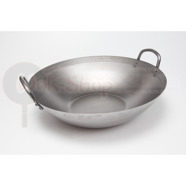 Сталевий вок 33 см з пласким дном та двома ручками (сanton style) 731W262