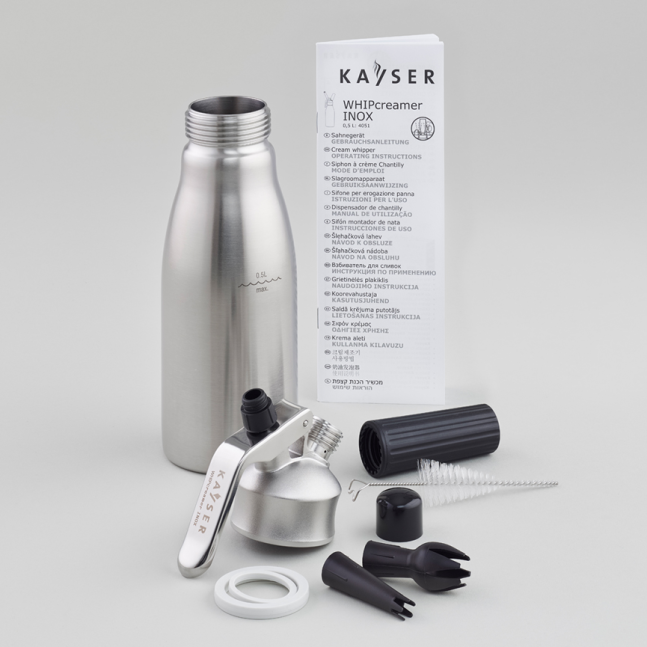 Універсальний професійний сифон для вершків Kayser INOX 1 л, Кремер для гарячого та холодного застосування