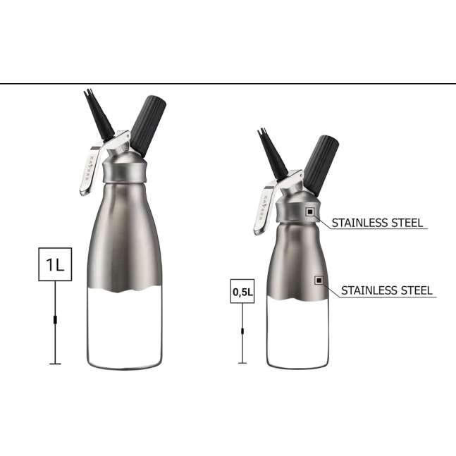 Сифон для збивання вершків INOX KAYSER 0,5 л (до +70°C) нержавіюча сталь, Кремер професійний 500 мл 4051
