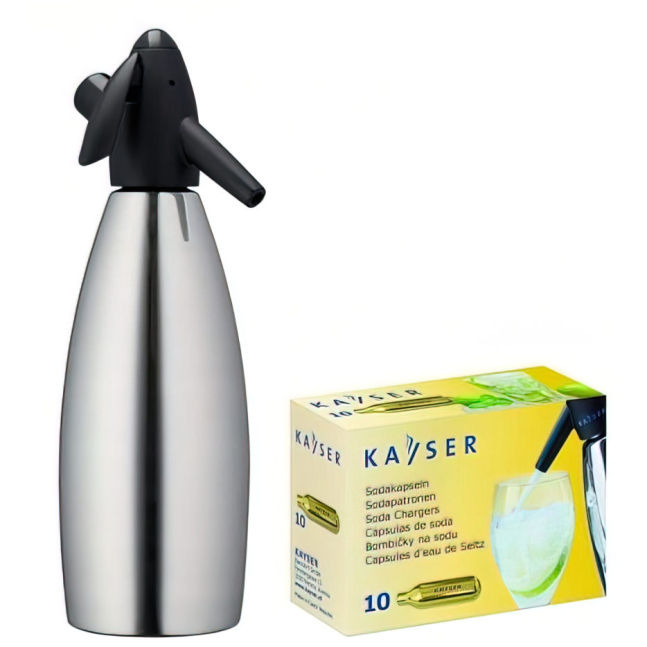 Сифон для напоїв Kayser 1 л нержавіюча сталь, SODAsiphon для приготування газованої води 3801