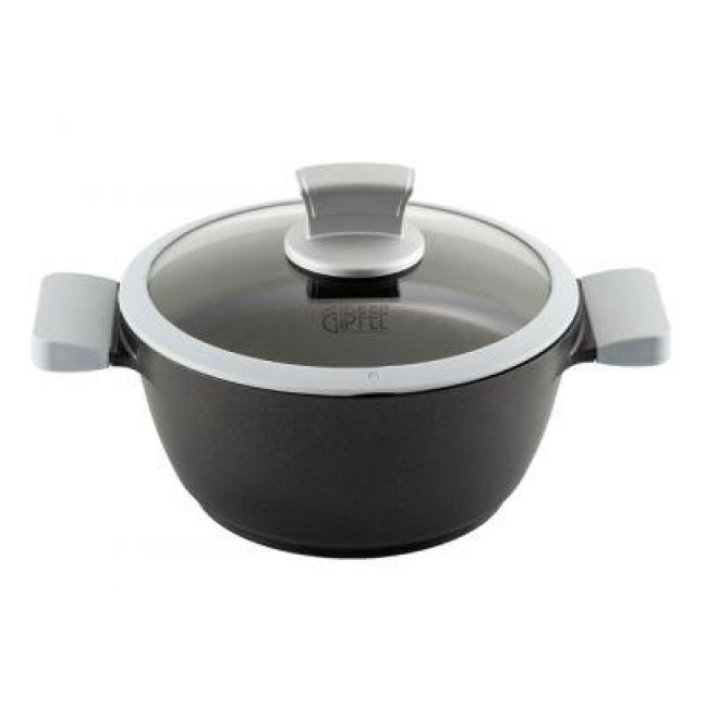 GIPFEL Каструля MAYER 28х12см/5,4л із скляною кришкою Матеріал: Литий алюміній, індукційне дно, антипригарне двошарове покриття