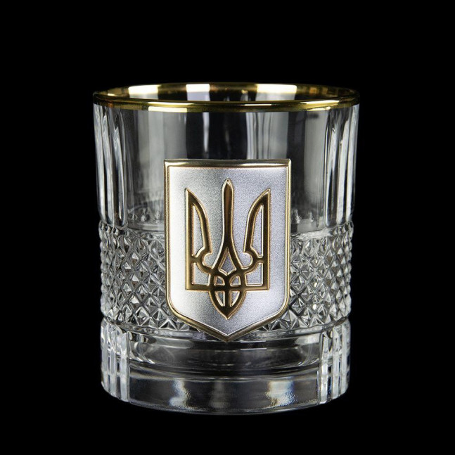 Набір келихів для віскі «Тризуб» Boss Crystal, 6 келихів, срібло, золото, кришталь
