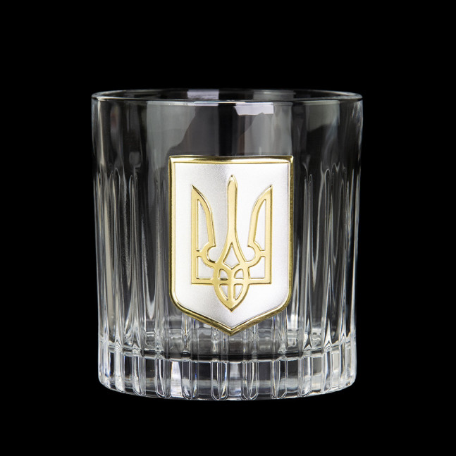 Набір келихів для віскі "Тризуб" Boss Crystal, 2 келиха, срібло, золото, кришталь