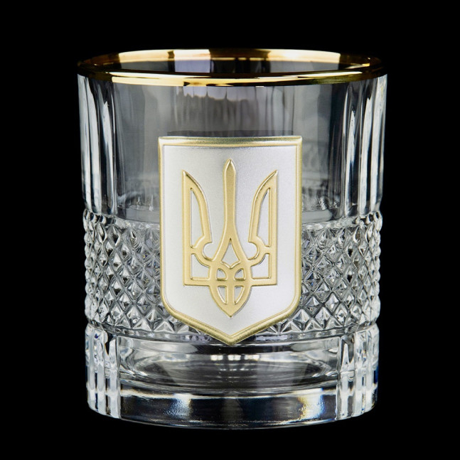 Набір келихів для віскі «Тризуб» Boss Crystal, 6 келихів, срібло, золото, кришталь, захисний лак