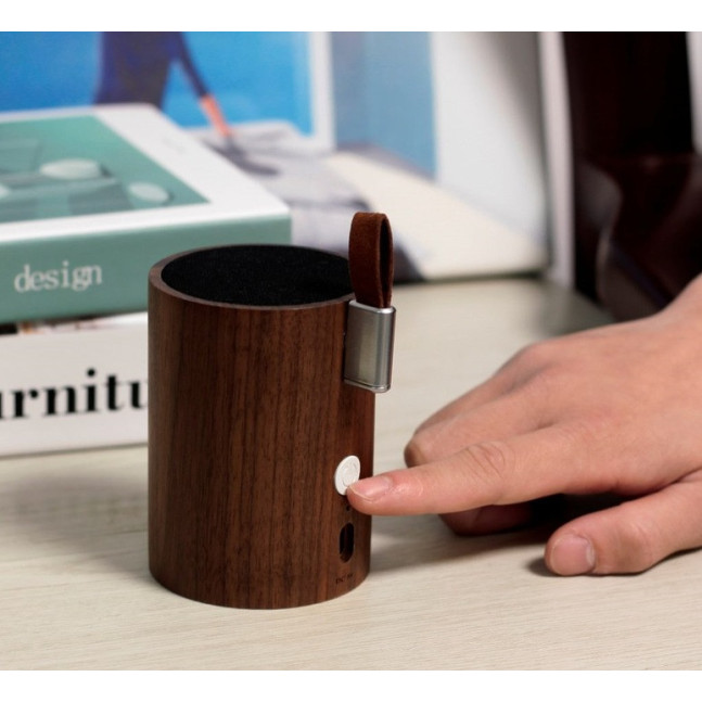 Портативний Bluetooth-динамік із вбудованим світильником Gingko Drum, дерево горіх