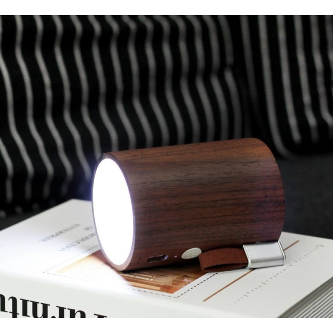 Портативний Bluetooth-динамік із вбудованим світильником Gingko Drum, дерево горіх
